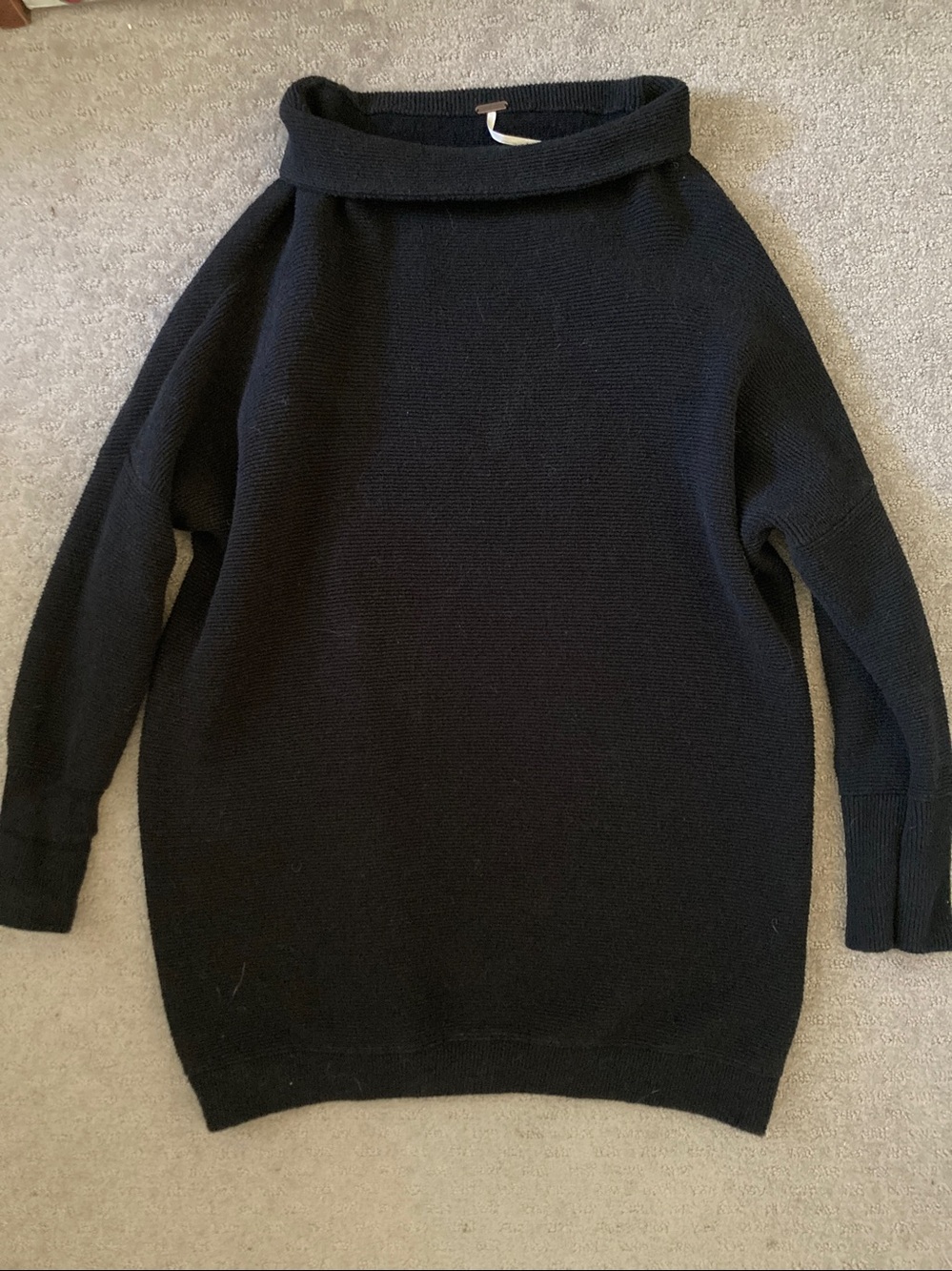 FP black Ottoman Slouchy Knit Tunic Sweater,
